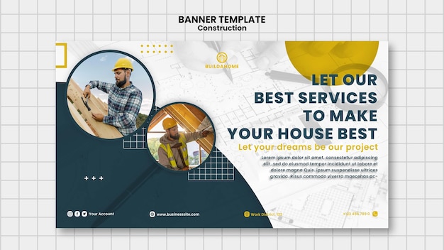 Free PSD flat design construction template