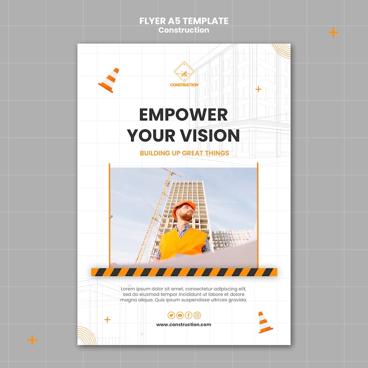 Free PSD flat design construction template