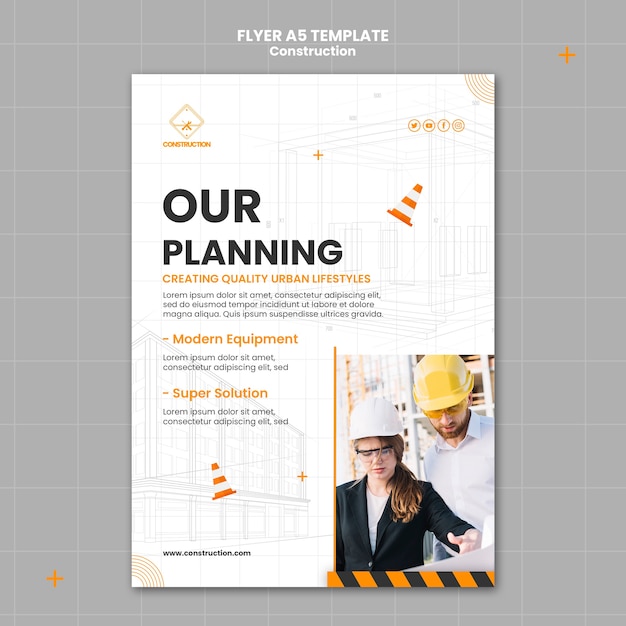 Flat design construction template