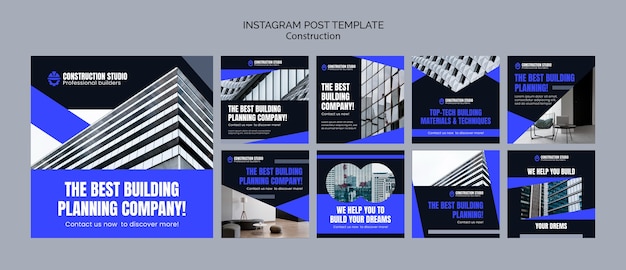 Free PSD flat design construction template