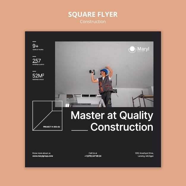 Free PSD flat design construction template