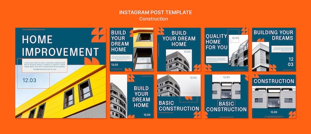 Free PSD flat design construction template