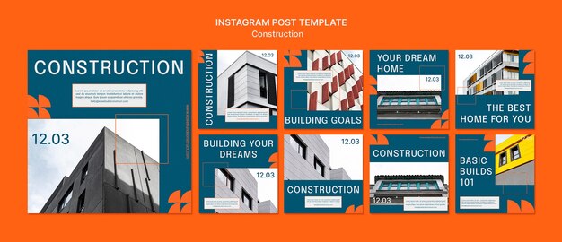 Flat design construction template