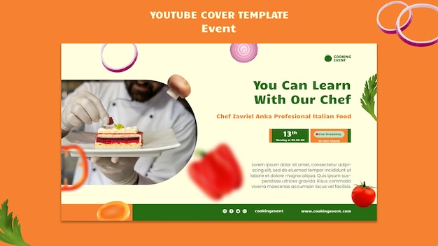 Free PSD flat design cook event template