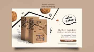 Free PSD flat design cookies packaging banner template