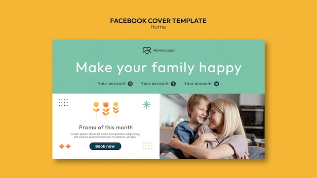 Flat design cozy home facebook cover