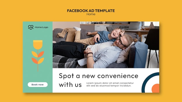 Free PSD flat design cozy home facebook template