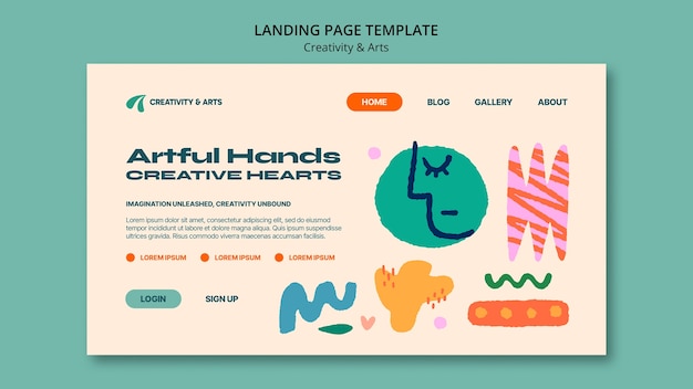 Flat design  creativity and arts landing page