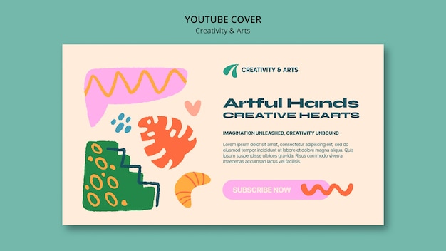 PSD gratuito design piatto creatività e arti copertina youtube