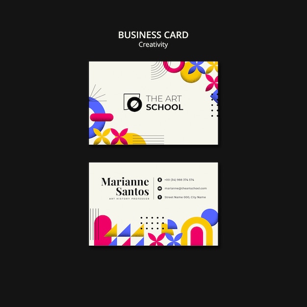 Flat design creativity business card  template