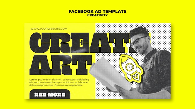 Free PSD flat design creativity concept facebook template