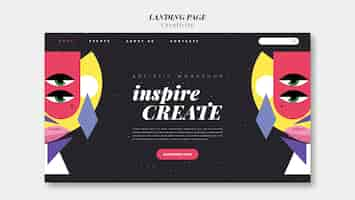 Free PSD flat design creativity concept landing page