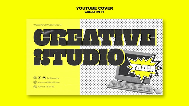 PSD gratuito design piatto concetto di creatività copertina youtube