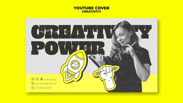 Free PSD flat design creativity concept youtube cover