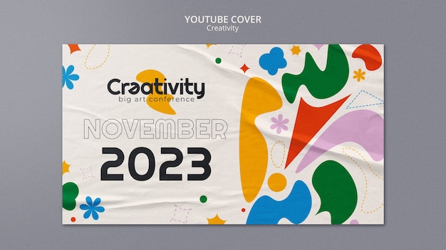 PSD gratuito copertina di youtube del concetto di creatività del design piatto