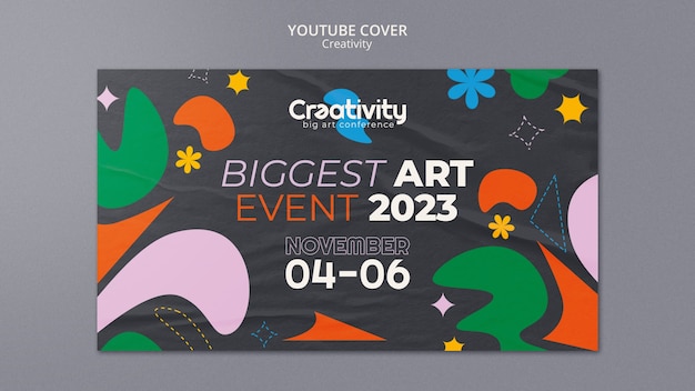 Free PSD flat design creativity concept youtube cover