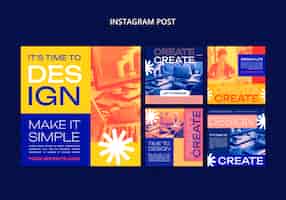 Free PSD flat design creativity project instagram posts