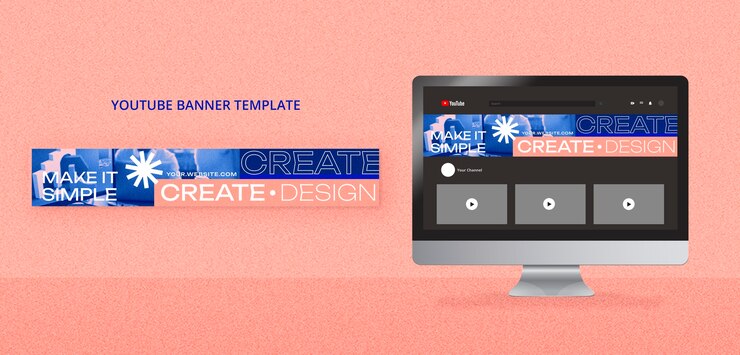 Free PSD flat design creativity project youtube banner