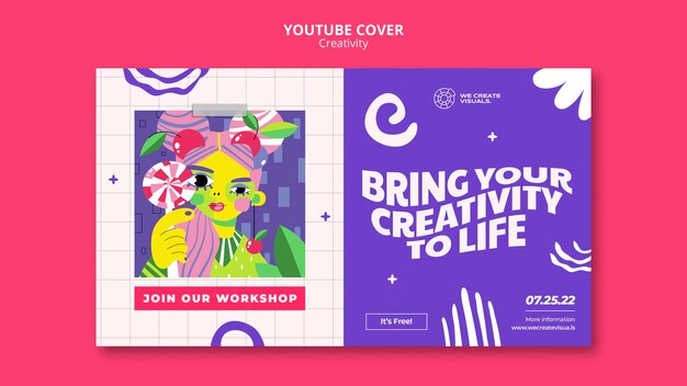 Flat design creativity youtube cover template