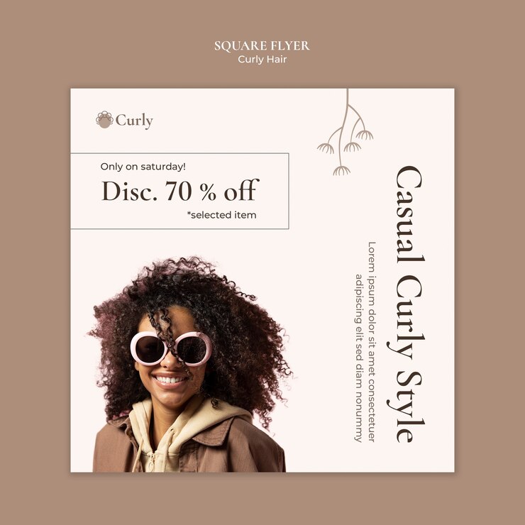Free PSD flat design curly hair template