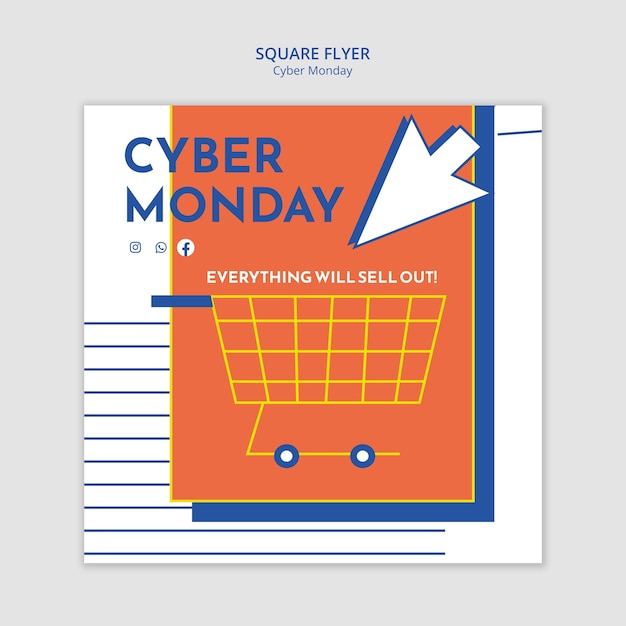 Flat design cyber monday template