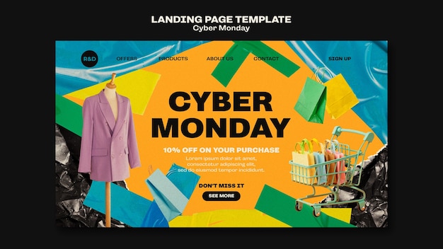 Free PSD flat design cyber monday template