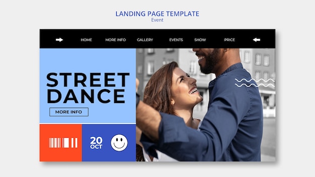 Free PSD flat design dance event landing page template design