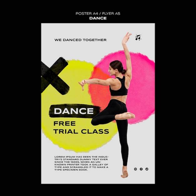 Flat design dance poster template