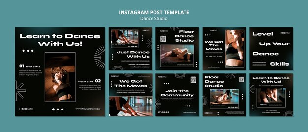 Flat design dance studio instagram post template