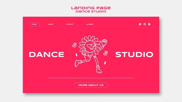 Free PSD flat design dance studio template