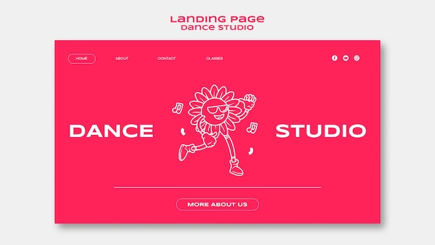 PSD gratuito modello di studio di danza design piatto