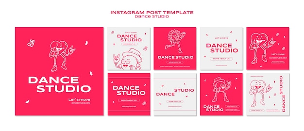 PSD gratuito modello di studio di danza design piatto