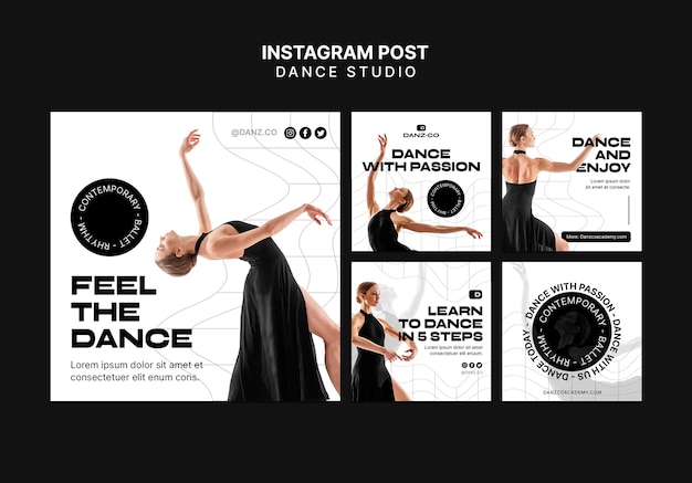 PSD gratuito modello di studio di danza design piatto