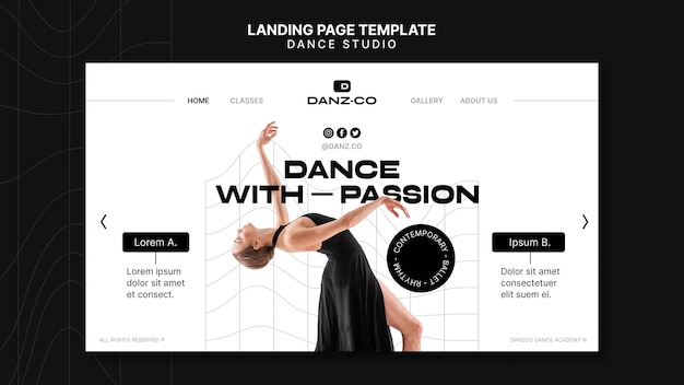 PSD gratuito modello di studio di danza design piatto