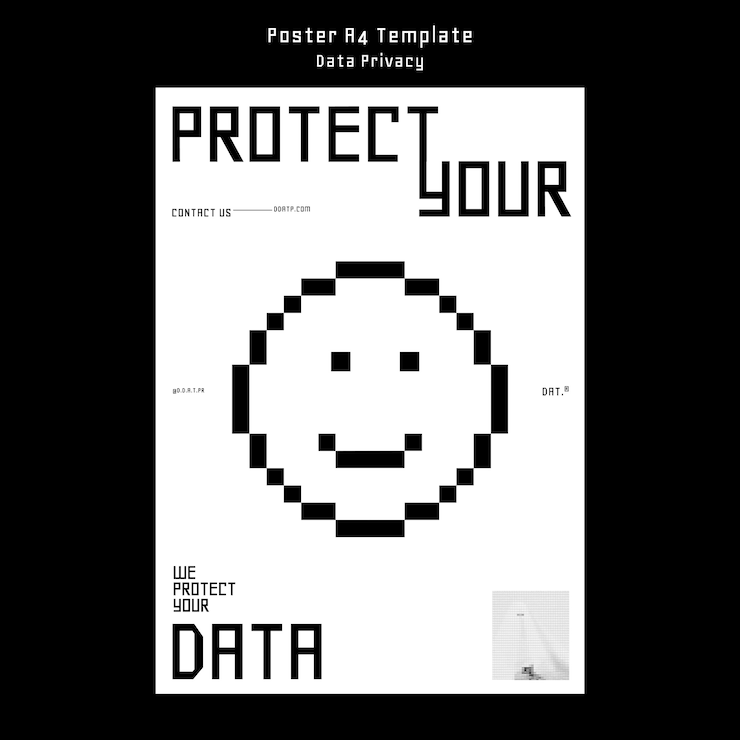 Free PSD flat design data privacy poster template