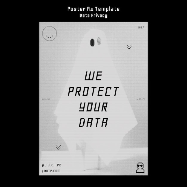 PSD gratuito modello di poster sulla privacy dei dati di design piatto