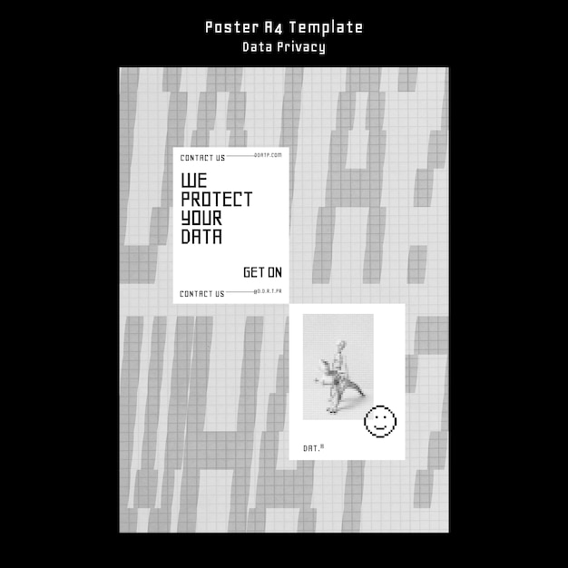 Flat design data privacy poster template