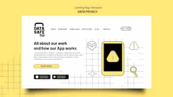 PSD gratuito modello di privacy dei dati di design piatto