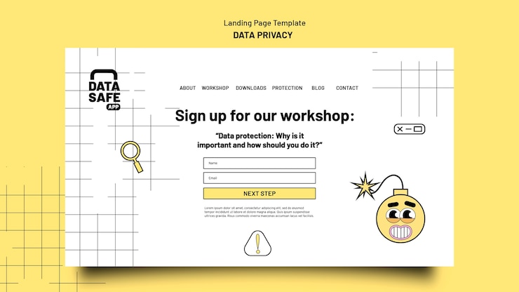Free PSD flat design data privacy template