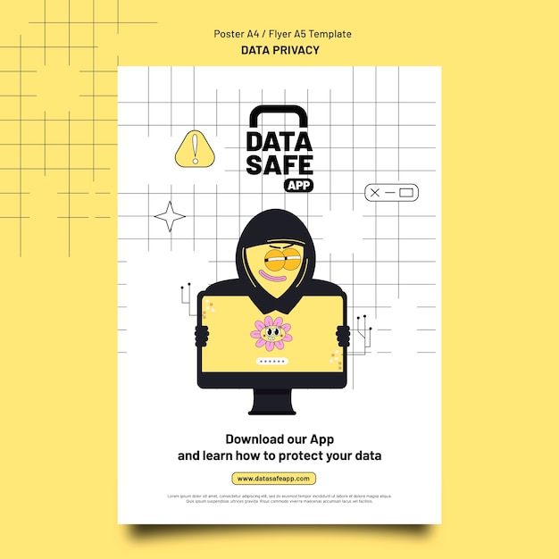 Free PSD flat design data privacy template