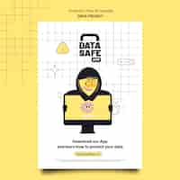 Free PSD flat design data privacy template