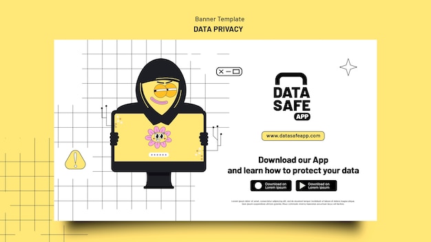 Free PSD flat design data privacy template