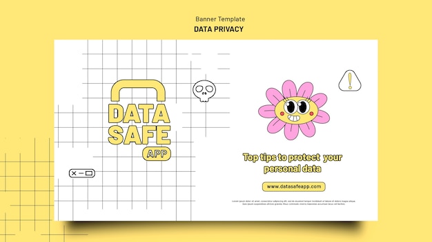 Шаблон конфиденциальности данных в плоском дизайне