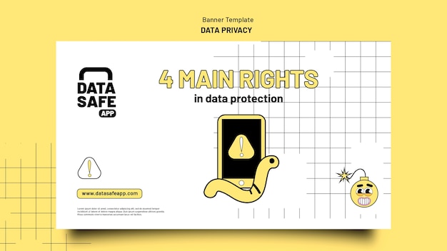 PSD gratuito modello di privacy dei dati di design piatto