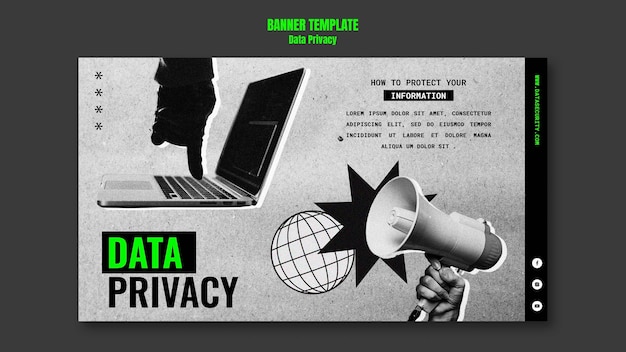 PSD gratuito modello di privacy dei dati di design piatto