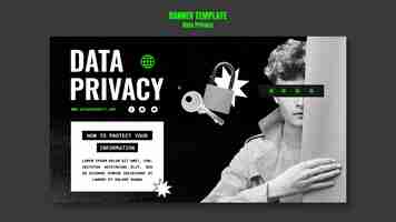 Free PSD flat design data privacy template