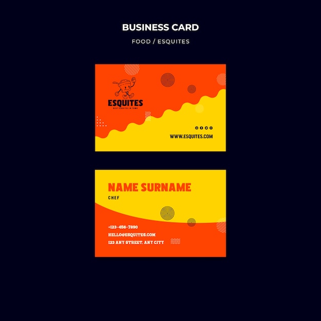 Flat design delicious food business card template