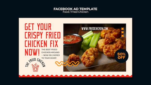 Бесплатный PSD Плоский дизайн шаблона facebook для вкусной еды