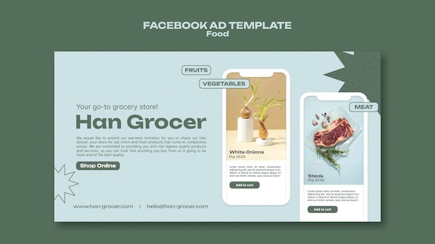 Free PSD flat design delicious food facebook template