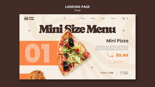 Flat design delicious food landing page template